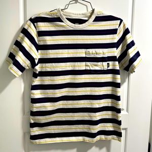 Vans horizontal navy and yellow striped retro inspired shirt